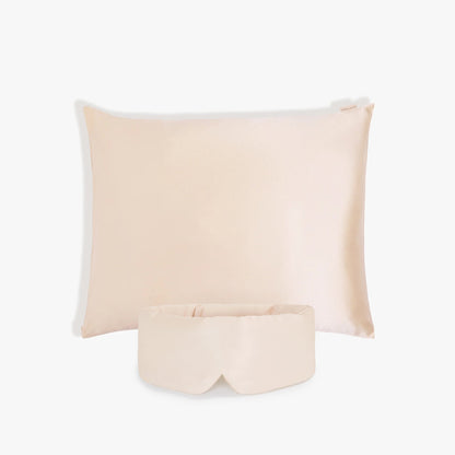 Pink Silk Sleeping Eye Mask and Pink Silk Pillowcase