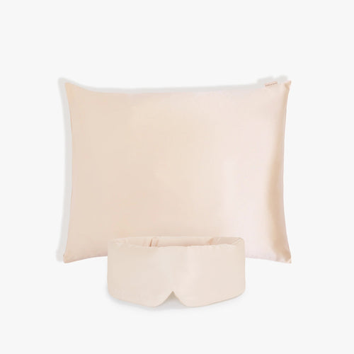 Pink Silk Sleeping Eye Mask and Pink Silk Pillowcase