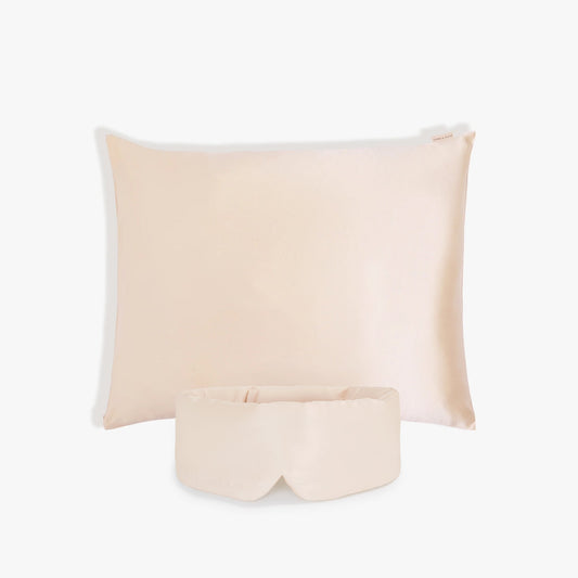 Pink Silk Sleeping Eye Mask and Pink Silk Pillowcase